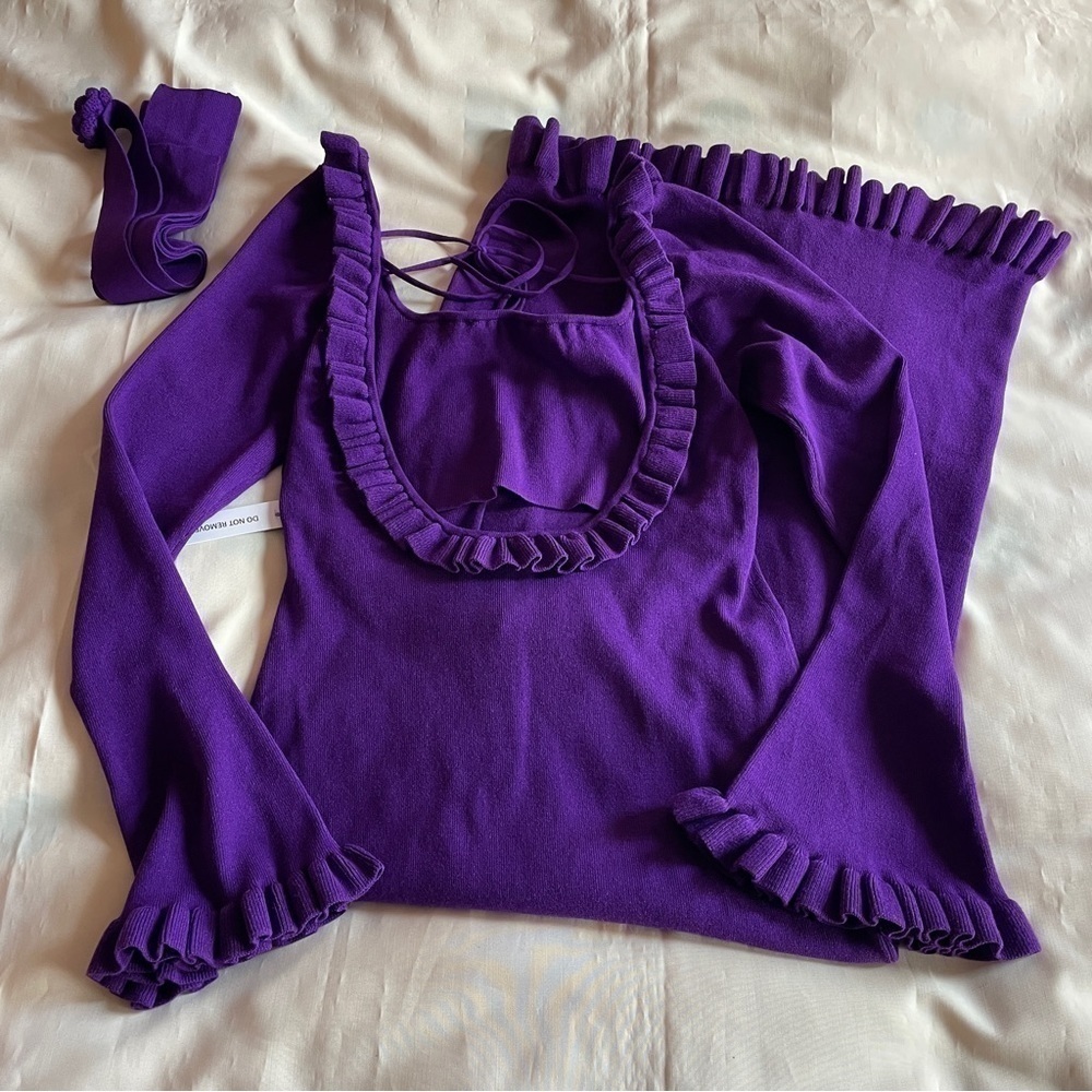 NEW! For Love and Lemons- Stevie Purple Maxi Dress Cut Out Details Size XL NWT - Picture 3 of 6